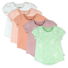 5-Pack Organic Cotton Girls' Short Sleeve T-Shirts