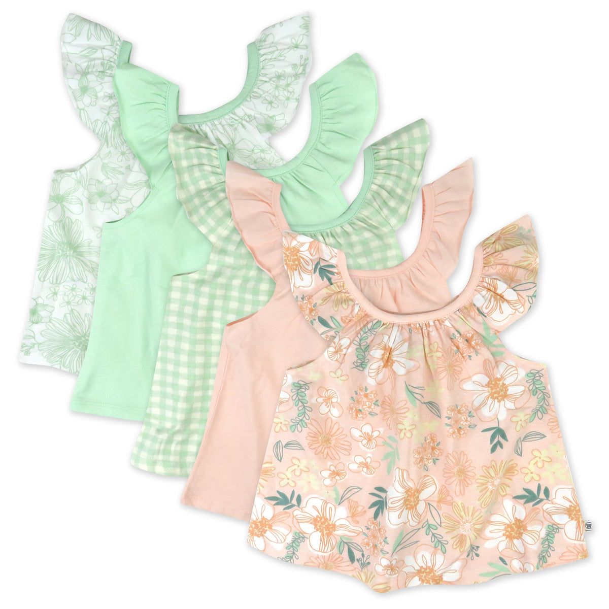 5-Pack Organic Cotton Girls' Short Sleeve T-Shirts