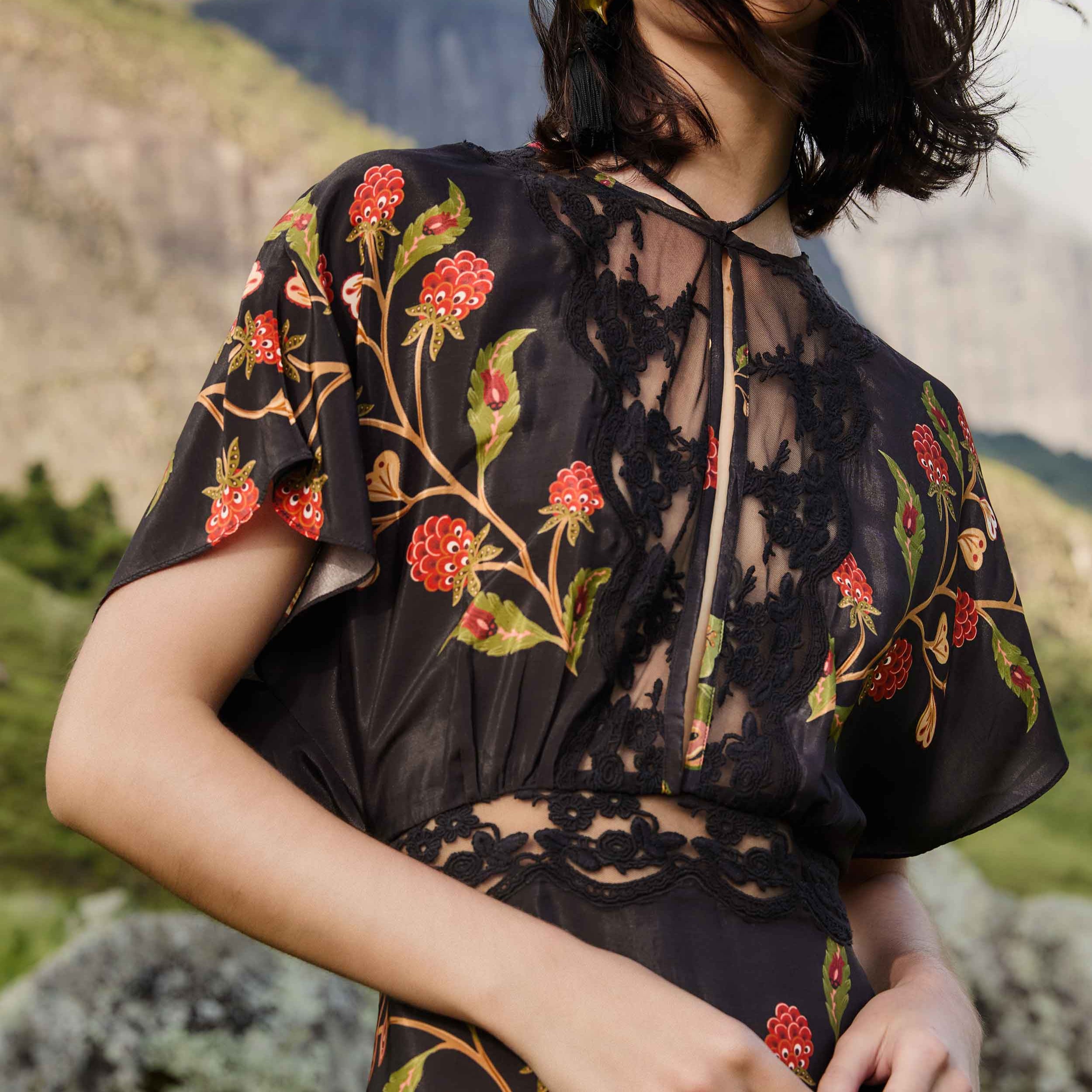 Black Berry Garden Mini Dress