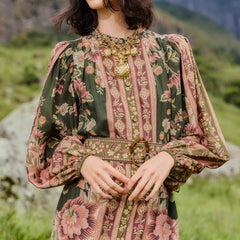 Green Flowering Garden Tree Mini Dress
