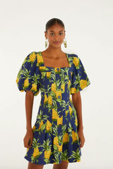 Navy Blue Delicate Pineapple Lenzing™ Ecovero™ Euroflex Mini Dress